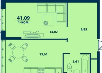 Продам 1-комнатную квартиру, 41.1 м2, Уфа