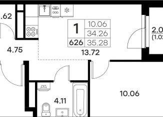 Продажа 1-комнатной квартиры, 35.3 м2, Владимирская область, Тракторная улица, 43