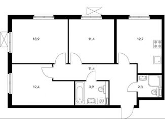 Продается трехкомнатная квартира, 67.7 м2, Обнинск, улица Курчатова, 25/2