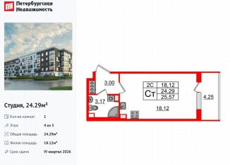 Квартира на продажу студия, 24.3 м2, Санкт-Петербург, Московский район