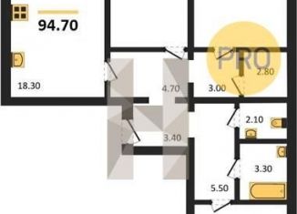 Продажа трехкомнатной квартиры, 94.7 м2, Воронеж, улица Фёдора Тютчева, 105