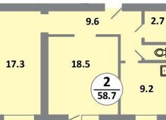 2-комнатная квартира на продажу, 59.2 м2, Красноярск, Советский район, Соколовская улица, 54