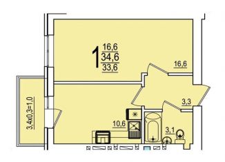 Продается 1-комнатная квартира, 35 м2, аул Новая Адыгея, улица Тургеневское шоссе, 33/3к16