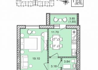 Продажа 1-комнатной квартиры, 39.8 м2, Воронежская область