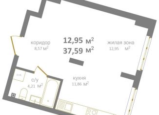 Однокомнатная квартира на продажу, 37.6 м2, Нижний Новгород, метро Горьковская