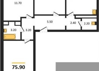 Продажа трехкомнатной квартиры, 75.9 м2, Воронеж, улица Шидловского, 28