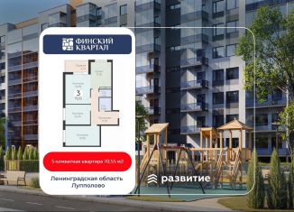 Продается 3-комнатная квартира, 70.6 м2, деревня Лупполово, Деревенская улица, 21, ЖК Финские Кварталы