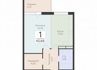 Продаю 1-ком. квартиру, 43.7 м2, деревня Лупполово, деревня Лупполово, 3