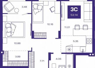 3-ком. квартира на продажу, 53.1 м2, Новосибирская область