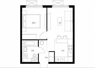 Продам однокомнатную квартиру, 34.4 м2, Москва, станция Новохохловская, жилой комплекс Волжский Парк, 5.4