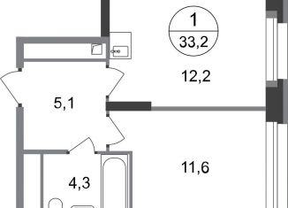 Продаю 1-комнатную квартиру, 33.2 м2, Московский, ЖК Первый Московский