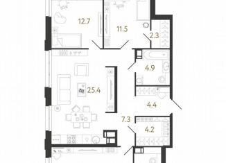 Продаю 3-ком. квартиру, 94.5 м2, Санкт-Петербург, метро Парнас