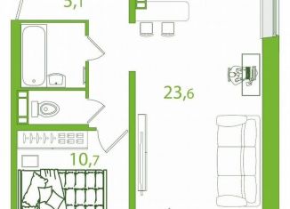 Продается 1-ком. квартира, 49.2 м2, Томск, улица Пришвина, 44, Октябрьский район