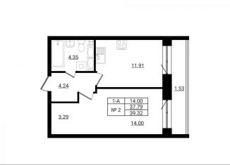 Продается 1-ком. квартира, 39.3 м2, деревня Разбегаево