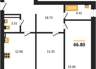 Продается 2-ком. квартира, 66.8 м2, село Александровка