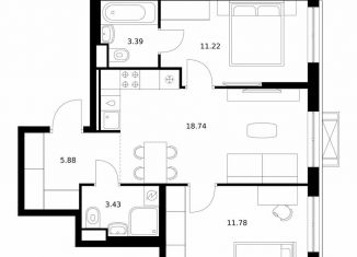 Продам двухкомнатную квартиру, 54.4 м2, Улан-Удэ, улица Шмидта, 37А