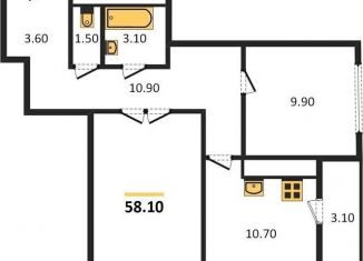 Продаю 2-комнатную квартиру, 58.1 м2, Воронеж, улица Фёдора Тютчева, 93А