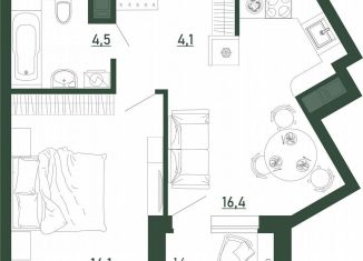 Продаю 1-комнатную квартиру, 40.5 м2, Воронеж, Железнодорожный район