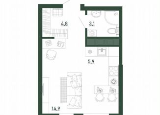 Продается квартира студия, 28.7 м2, Воронежская область