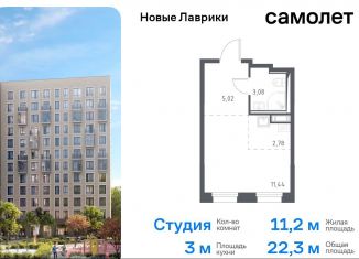 Квартира на продажу студия, 22.3 м2, Мурино, жилой комплекс Новые Лаврики, 1.1