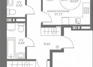 Продам 2-комнатную квартиру, 61.5 м2, деревня Патрушева, улица Петра Ершова, 8