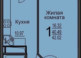 1-комнатная квартира на продажу, 40.7 м2, Воронеж, улица Суворова, 122В, ЖК Берег