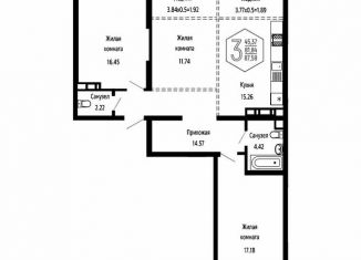 Продаю 3-ком. квартиру, 87.6 м2, Краснодар, Обрывная улица, 22/1