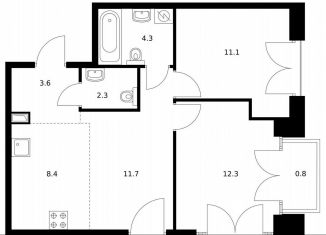 Продажа 2-комнатной квартиры, 54.5 м2, Санкт-Петербург, жилой комплекс Лермонтовский 54, к 2.1