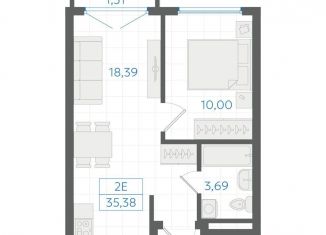 Продажа однокомнатной квартиры, 35.3 м2, Екатеринбург, Ленинский район