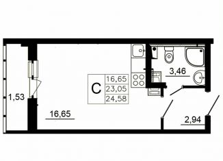 Продается квартира студия, 22.9 м2, Ленинградская область, Заводская улица, 18к2