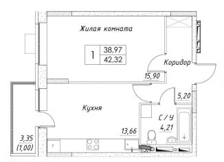 Продается однокомнатная квартира, 40 м2, Дмитров