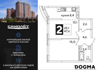 Продается 2-комнатная квартира, 47.6 м2, Краснодар, Прикубанский округ