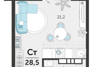 Продается 1-комнатная квартира, 28.5 м2, Краснодар, улица Автолюбителей, 1Гк1, ЖК Стрижи