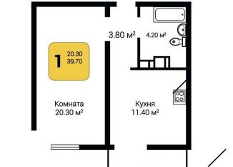 Продам 1-комнатную квартиру, 41.5 м2, Воронеж, улица Маршала Одинцова, 25Б/5, ЖК Лазурный