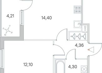 Продам однокомнатную квартиру, 39.4 м2, посёлок Стрельна