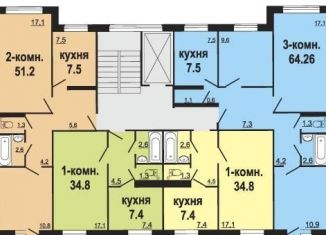 Трехкомнатная квартира на продажу, 64.3 м2, Курган, 5-й микрорайон, 17к4, жилой район Заозёрный