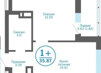 1-комнатная квартира на продажу, 35.7 м2, Тюменская область, улица Петра Ершова, 14