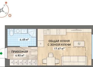 Продам квартиру студию, 27 м2, Екатеринбург, метро Проспект Космонавтов