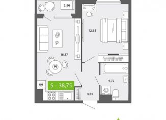 Продается 1-ком. квартира, 38.8 м2, Архангельск