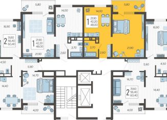 Продается 1-ком. квартира, 48 м2, село Раздольное