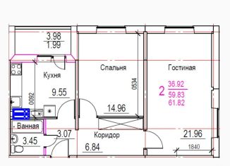 Продается 2-комнатная квартира, 61.8 м2, Ульяновск, жилой комплекс Панорама, 4