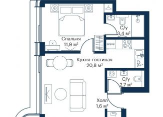Продаю однокомнатную квартиру, 40.4 м2, Москва, жилой комплекс Сити Бэй, к8