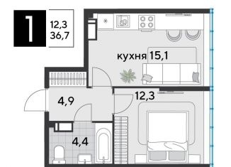 Продажа однокомнатной квартиры, 36.7 м2, Краснодар, ЖК Парк Победы