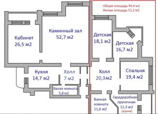 Продаю трехкомнатную квартиру, 94.4 м2, Московская область, Уманская улица, 24