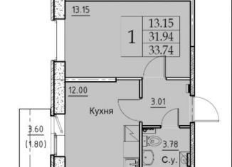 Продам однокомнатную квартиру, 35.5 м2, Санкт-Петербург, Гранитная улица, муниципальный округ Малая Охта