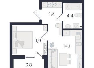 Продам однокомнатную квартиру, 34.6 м2, Екатеринбург, ЖК Екатерининский Парк, улица Азина, 3.3