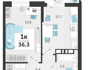 Продаю 1-комнатную квартиру, 36.3 м2, Краснодар, улица Автолюбителей, 1Гк1, ЖК Стрижи