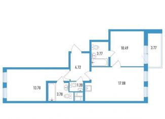2-комнатная квартира на продажу, 56 м2, посёлок Шушары