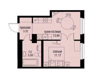 1-комнатная квартира на продажу, 33.9 м2, Мурино