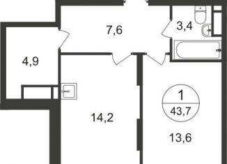 Продажа однокомнатной квартиры, 43.7 м2, Москва, 7-я фаза, к1